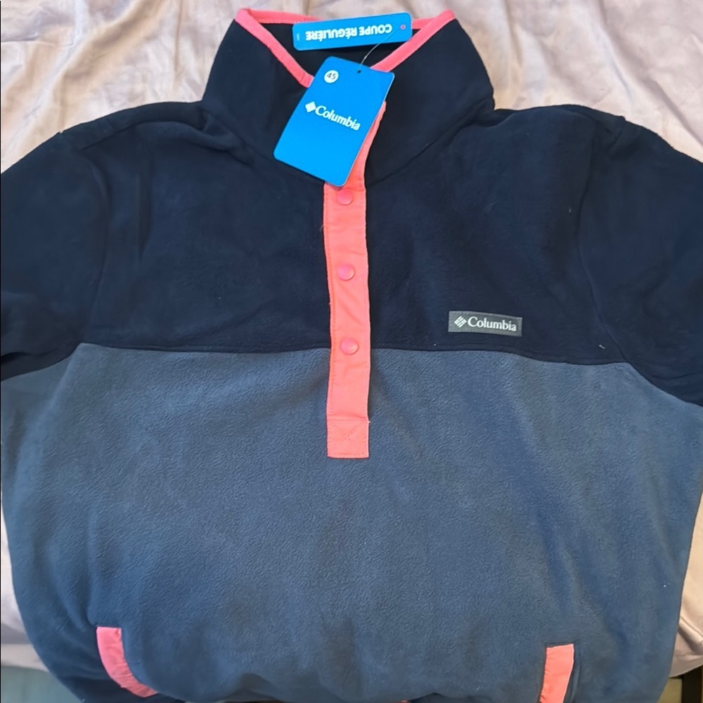 Columbia Black and Gray Fleece with Pink Trim